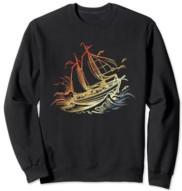 Retro Segeln Skizze Segelliebhaber Segeltörn Sweatshirt
