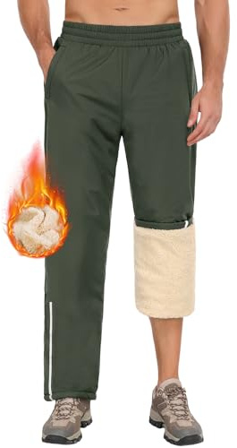 PASUDA Jogginghose Herren Winter Warme Fleece Gefütterte | Winterhose Wasserdicht, Skihose Winddicht, Outdoorhose Wanderhose Thermo, Trekkinghose mit Zipper