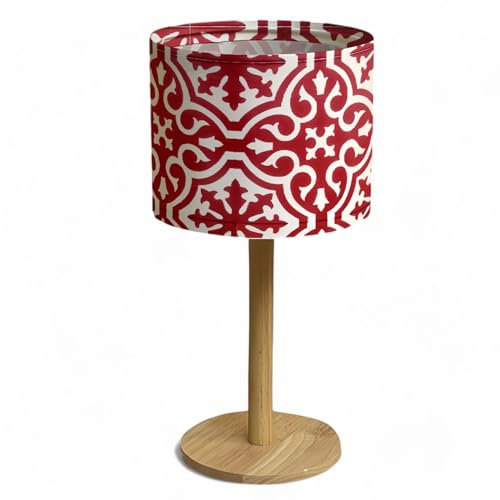 Bellaluma Lampe de Chevet avec Abat-Jour Imprimé | Lampe Décorative de Table en Bois pour Chambre, Salon ou Entrée | Coffret Cadeau Premium + Ampoule LED Incluse