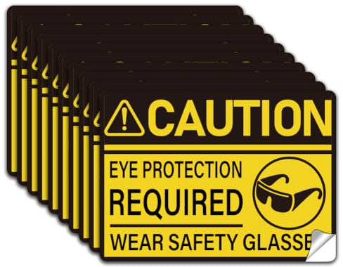 WADORN 10 adesivo per Segnaletica di Protezione Degli Occhi Obbligatoria, Indossare Occhiali di Sicurezza Adesivo In Vinile Autoadesivo Proteggere Gli Occhi Segnale di Avvertimento Attenzione 18x13cm