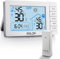 Vexloria Stazione Meteo Wireless Con Sensore Esterno, Termometro Da Interno, Igrometro Da Interno Con Visualizzazione Della Temperatura, Previsioni Meteo, Visualizzazione Dell'Ora, Sveglia, Bianco