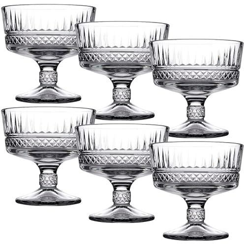Queensway Home & Dining Glass Footed Ice Cream Sundae Fruit Cocktail Dessert Cups Bowls Kitchen Dishes Ice Short Stemmed Glasses Appetiser Salads Pudding Dinner Salad Trifle Serving Bowl Set of 6