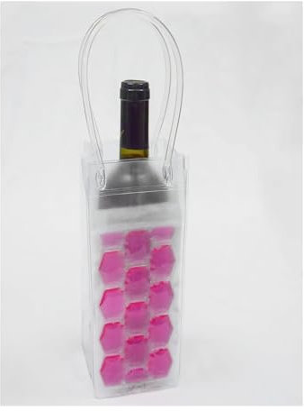 VNSMM Drinks Cooler Ice Wine Bag Wine Beer Champagne Bucket Beverage Bottle Cooler Transparent PVC Cooler Wine Cooler(Rose red)