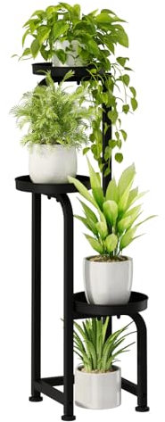 Bamworld Hoher Pflanzenständer für drinnen und draußen, Eck-Blumentopfständer aus Metall für mehrere Pflanzen, 3 Etagen, robustes Pflanzenregal für Terrasse, Garten, Balkon, Wohnzimmer, Schlafzimmer