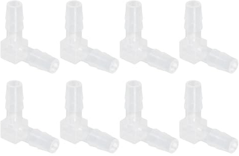 QUARKZMAN Raccord en Tuyau 1/4, 8 Pcs Coude À Crans Égaux 90 Degrés en Forme De L 2 Voies Raccord en Plastique pour Soudure Adaptateur Union pour Tuyau Air Gaz Liquide Ménager