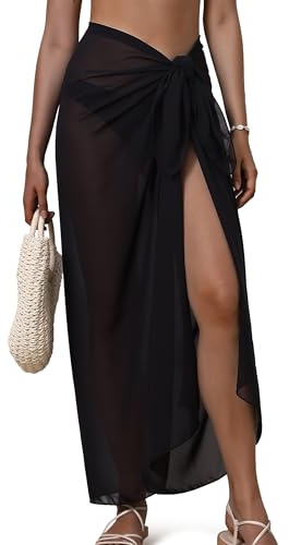 Eicolorte Womens Beach Cover Up Bikini Beach Swimsuit Coverup Sarong Pareo Wraps for Women Black
