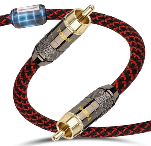 TODN HiFi Digital Coaxial Audio Cable for Audiophile 75-Ohm SPDIF Coax Subwoofer Cable RCA to RCA with OFC Core and Shielded (3ft /1m)