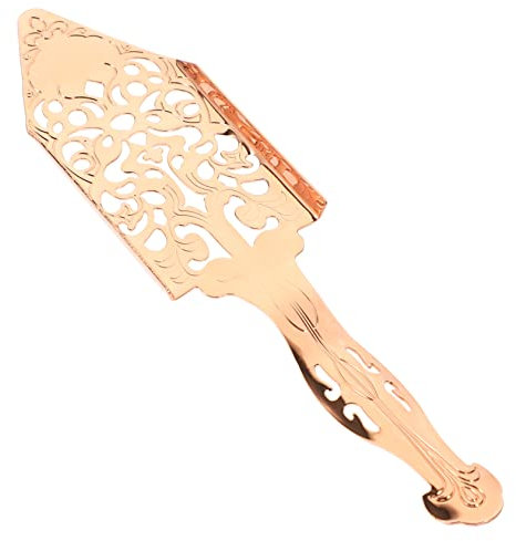 Mikikit Absinthe Spoon Hollow-Out Stainless Steel Dripper Metal Wormwood Spoon Bar Accessory Rose Gold Vintage Cocktail Tool for Household and Bar Use