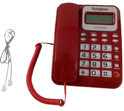 Denash ABS GY T2020CID Cavo Telefono con Calcolatrice, Schermata di Identificazione degli Altoparlanti e Chiamate Desktop di Chiamata, modalità di Silenzio per Chiamate Tranquille, Materiale ABS