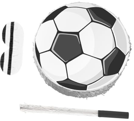 BESPORTBLE Fußball-piñata für Geburtstagsfeiern aus Stabilen Karton Verziert mit Buntem Krepppapier Inklusive Augenbinde und Stock Einfach Aufzuhängen und Vielseitig Einsetzbar