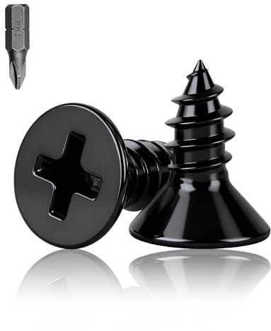 PDKKFF 150 Piezas Tornillos Autorroscantes para Madera M3x8mm, Tornillos Cabeza Plana Cruzada de Acero al Carbono Negro para Muebles, Bricolaje y Proyectos de Carpintería