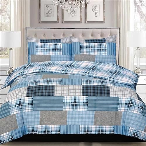 4 Piece Bedding Set Luxury Cotton Rich Duvet Cover with Fitted Sheet & Pillowcases – Soft Breathable Hotel Quality Easy Care Comforter Cover