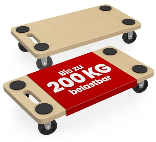 Möbelroller Pflanzenroller 2er Set 200kg Schwerlast Rollbrett Werkstatt | Moving Dolly Platform, Furniture Mover Plant Caddy, Gummirollen Antirutsch-Matte, Waschmaschine Klavier Sofa Umzug Kfz