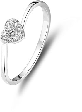 Stfery Ring Platin Echtschmuck für Damen, Herz Diamantring Gr.63