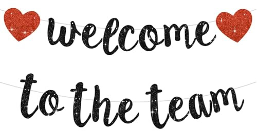 Dermalyx Schwarze Herzlich Willkommen Girlande, Benvenuti nel Team Banner per Ufficio, Nuovi Membri del Team, Dipendenti, Colleghi, Decorazioni di Festa, Decorazioni A Pn