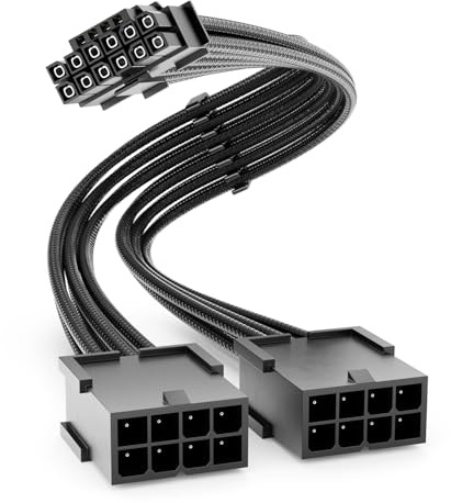 deleyCON 30cm Câble D’extension PCIe 16 Broches (12+4 Pin) vers 2x8 Broches (6+2 Pin) - pour Carte Graphique PCI‑E/GPU - Compatible GeForce RTX 3090 Ti/4070 Ti/4070/4080/4090/5070