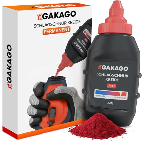 Gakago Recarga de cuerda de impacto de tiza roja 200 g (permanente) – Tiza para marcador y cuerda de color – Marcas resistentes al agua para construcción y jardín
