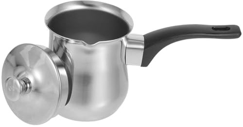 BESPORTBLE Caffettiera Turca in Acciaio Inox 540 Ml con Coperchio Scaldaburro Piccolo e Pentolino Versatile per Latte Caffè Espresso e Cioccolato Adatta per Uso Familiare e Tradizionale