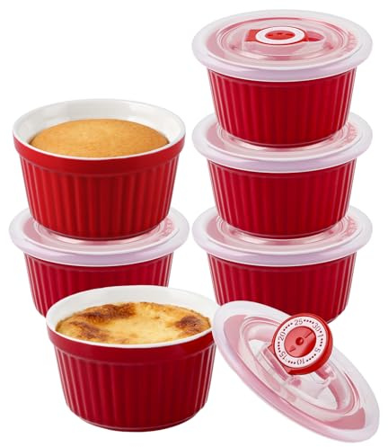 Malacasa, 6 pirottini per souffle con coperchio, 200 ml, crema brulee, ciotole per ragout fin, ciotole per carne di condimento, resistenti al forno per dessert