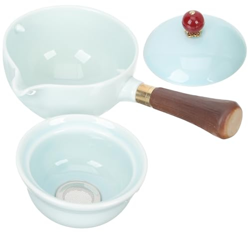 TOVINANNA Théière en Céramique Qingci 500 Ml Manche Long Rotatif, Bouilloire Portable Anti-brûlure pour Infusion de Thé, Service à Thé Traditionnel pour Maison et Bureau