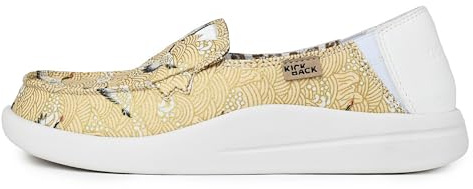 Kickback Rizzo Femmes Mocassins - MOC Toe pour Dames - Chaussures légères en Lin ou en Toile à Enfiler - Semelle orthopédique pour Le Confort - Chaussures d'été décontractées