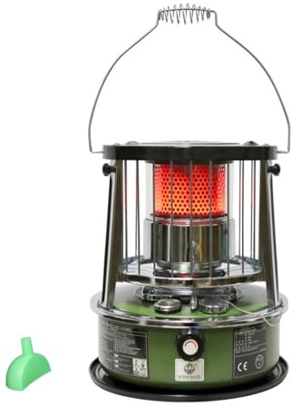 9000 BTU Stufa a Kerosene Da Interni Riscaldamento a Stoppino Serbatoio Da 4,6 Litri Riscaldamento Di Emergenza Senza Elettricità Riscaldatore per Campeggio,Emergenze,militarygreen-Singleitem