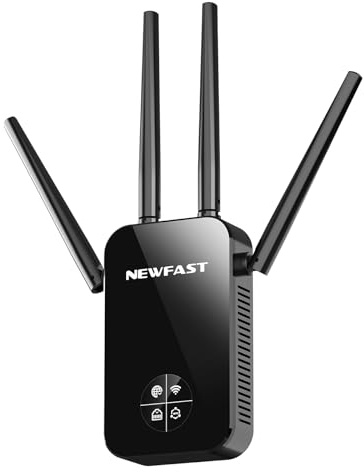 NEWFAST Répéteur WiFi AC1200 Mbps NF-RE523, Double Bande Amplificateur WiFi Puissant Couvre jusqu'à 100 m², Repetiteur WiFi Compatible avec Les Box Internet, Prise UE