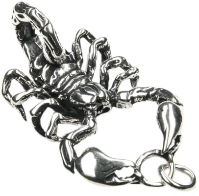 Drachensilber Großer Skorpion Anhänger 925 Silber Anhänger, massiver Kettenanhänger Tier Schmuck Sternzeichen Scorpion