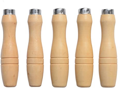 ACCOCO Holzfeile Griff mit starken Metallhalsbänder für 200mm - 350mm Feilen, Raspeln oder Holzmeißel (5 Pack) (Mittel)