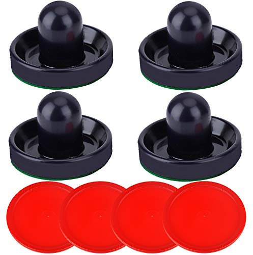 ONE250 Air Hockey Pushers und Red Air Hockey Pucks Torgriffe Paddel Zubehör für Spieltische (4 Striker, 4 Puck Pack), dunkelblau