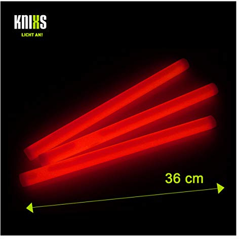 KNIXS 5er Set - Premium Monster-Knicklichter/Mega-Knicklicht 36cm lang - Extreme Leuchtkraft und Lange Leuchtdauer - Rot Leuchtend - für Festival,Markierung, Beleuchtung und Outdoor