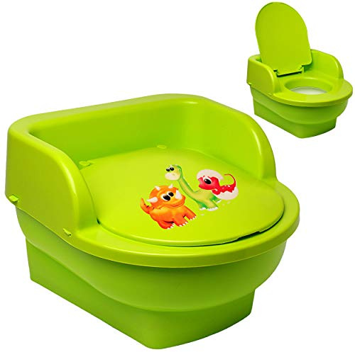 alles-meine.de GmbH Kindertoilette - Töpfchen/Nachttopf/Babytopf - mit Deckel - grün - apfelgrün Tiere - Dinosaurier - Dino Bieco - groß - Reisetoilette - Babytöpfchen / ..