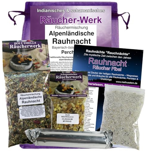 Rauhnächte 7-TLG Räucherset Alpenländische Rauhnacht mit WEIHRAUCH & MYRRHE für Hausreinigung und Kehraus an Dreikönige mit Räucherwerk, Räucherzubehör, Räucherkohle, Rauhnachtfibel. 81192-WOM