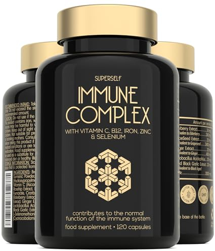 Immune System Booster - Immune Support & Recovery Complex - Vitamin C, Zinc, Selenium, Elderberry, Probiotics - Immune System Vitamins for Adults - 120 Capsules - Vegan Immunity Booster Supplement