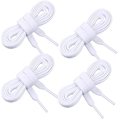 WILLBOND 2 Pairs Flat Shoelaces Trainer Shoelaces Replacements Athletic Shoe Laces for Sports Shoes, Casual Shoes Adults or Kids (White)