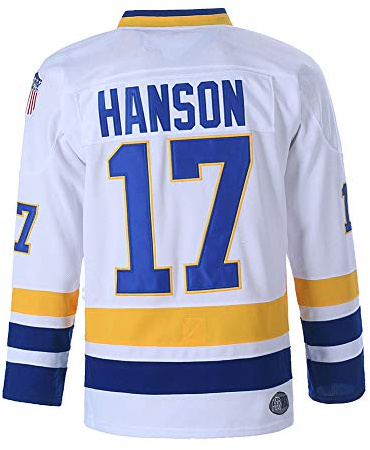 Youth Hanson Brothers Charlestown Chiefs 16 Jack 17 Steve 18 Jeff Slap Shot Movie Ice Hockey Jersey - White - L
