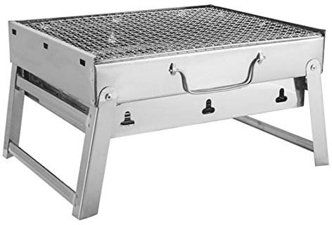 caihuashopping Picknick-Grill Holzkohle Grill Grill Tragbare Edelstahl Camping Barbecue Ofen Falten Grill Grill für Outdoor-Kochen Camping Wanderung Party (35 * 27 * 20 cm) Kleiner Grill