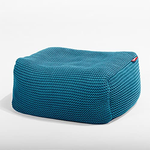 Lounge Pug Pouf Poggiapiedi a Sacco, Lavorato a Maglia Blu petrolio, Pouf Ottomana Poggiapiedi, Camera da Letto, Soggiorno