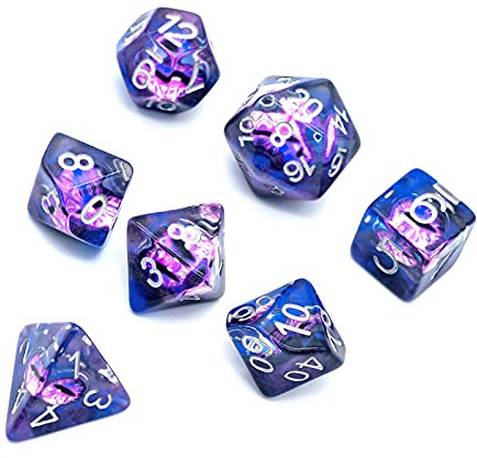 World of Dice - Demon Eyes Edition - 7tlg. polyedrisches Würfelset für Pen & Paper, Rollenspiel-Würfel, D20 bis D4, Würfel Set für DND, DSA, UVM.