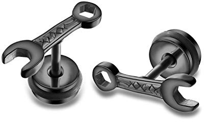 Chereda Creativity Punk-Stil Edelstahl kleiner Schraubenschlüssel Werkzeug Ohrstecker für Männer Jungen Piercing Ohrringe Hip Hop Schmuck, klein, Edelstahl