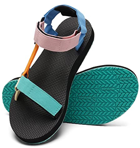 WateLves Womens-Sport-Sandals Hiking Sandals with-Arch-Support Webbing-Outdoor-Beach-Water-Sandals for Travel-Walking-Trekking-Camping(Colorful,38)