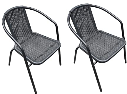 LC Garden »Garvista« 2er Stuhl Set Bistrostuhl Stapelstuhl in schwarz, Terassenstuhl, stapelbarer Gartenstuhl mit Stahlgestell, Pulverbeschichtet
