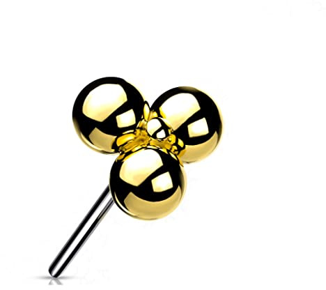 Paula & Fritz® Push-In Aufsatz Kugel-n Titan-IUM Grade 23 Piercing Set Mehrfarbig 3-mm Groß Ohr-Stecker Labret Stud Nipple Straight Barbell Helix Tragus