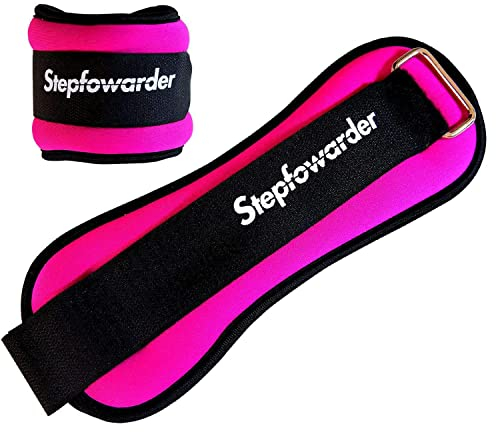 Stepfowarder 2er Set Gewichtsmanschetten 0.3-1.0kg, Gewichtsmanschette Fuß Gewichte für Beine und Arme, 3 Farbvarianten, Laufgewichte für Hand- und Fußgelenke (2 * 0.5KG - Rosarot)