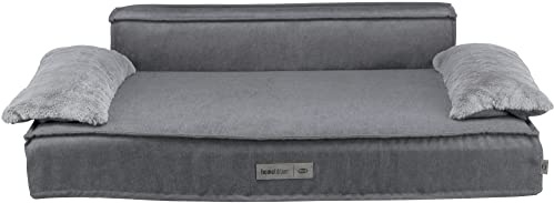 TRIXIE rutschfestes Hundesofa LIANO, ECKIG, 100 × 60 cm, GRAU mit abnehmbarem, waschbarem Bezug - 37985