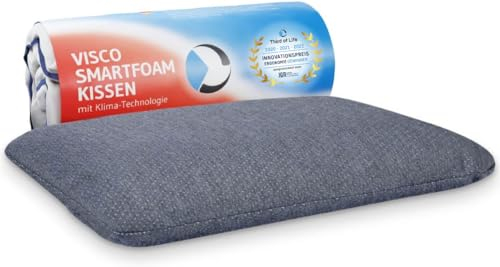 Bauchschläferkissen 40x60 MIZAR QuickDry, Flaches Kopfkissen für Bauchschläfer - 7 cm, Optimale Ergonomie dank orthopädischem Memory-Foam, Thermoregulierender & schnelltrocknender Klima-Bezug
