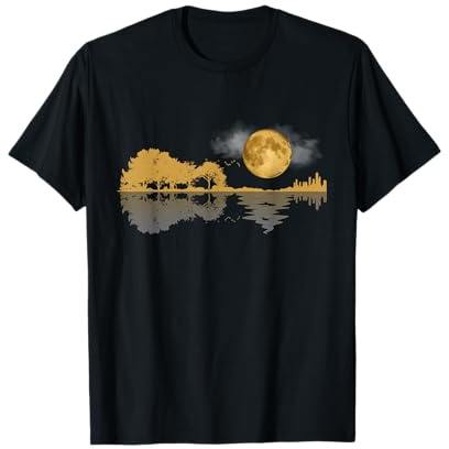 Gitarre Natur See Schatten Design Gitarrist Geschenk Design T-Shirt