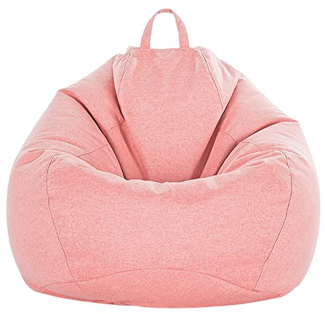 FANSU Copertura per Poltrona Sacco Puff Poltrona Senza Riempimento, Poltrona a Sacco Pigro Poltrona con Zip, Stampa Colori Solidi Pouf Poltrona per Adulti e Bambini (120x160cm,Rosa)
