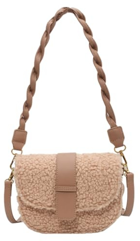 COLLBATH UmhäNgetasche Damen Schultertasche Aus Polyester Und PlüSch Leicht Crossbody Bag FüR Alltag Schule Reisen