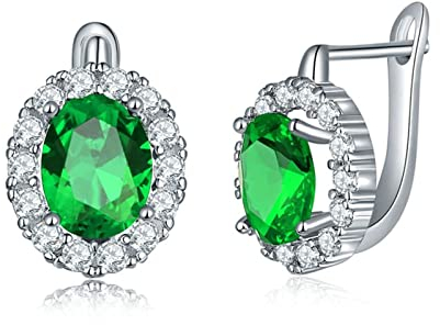 Ayoiow Silber Plated Ohrringe Silber Damen Eleganter Ovaler Kubischer Zirkon Ohrringe Creole Damen